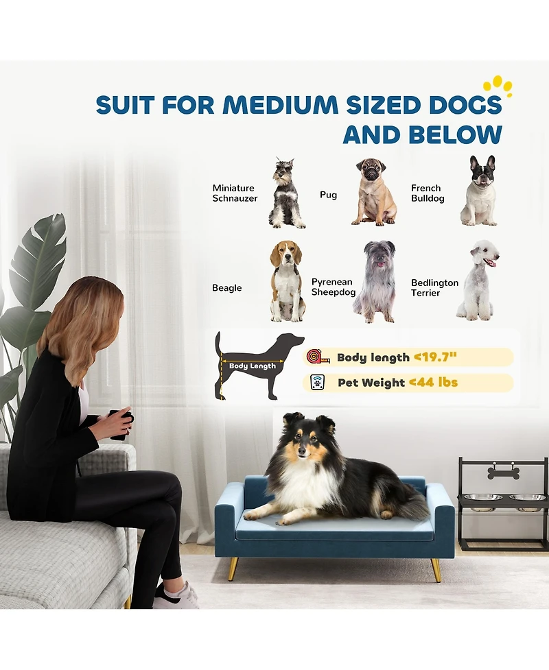 PawHut Pet Bed, Cat or Dog Sofa for Small to Medium Dogs w/ Cushion