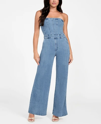 Guess Women's Donna Sleeveless Denim Jumpsuit