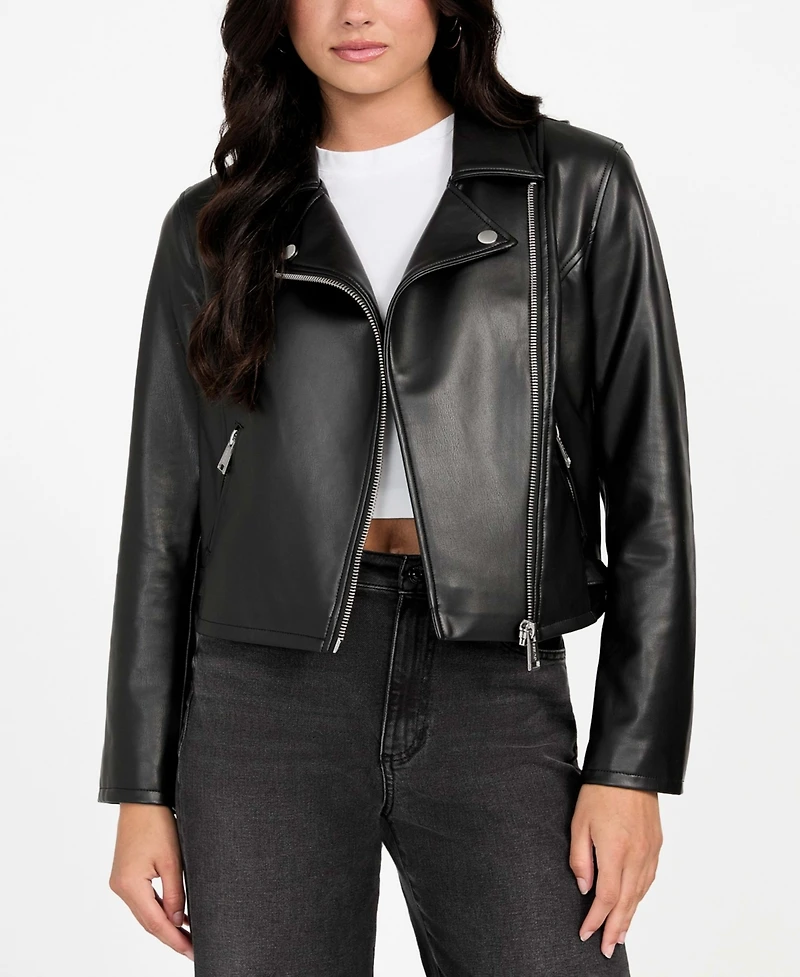 Guess Women's Long Sleeves Moto Jacket