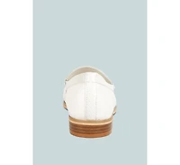 Holda Womens Horsebit Embellished Loafers With Stitch Detail