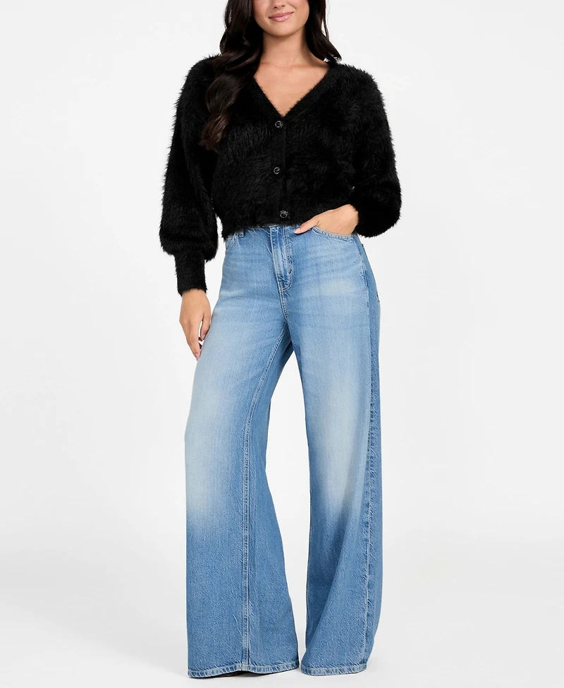 Guess Women's Keyla Rhinestone-Button Cardigan Sweater