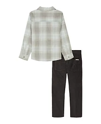 Calvin Klein Toddler and Little Boys (2T-7) 2-Piece Plaid Shirt Corduroy Pants Set