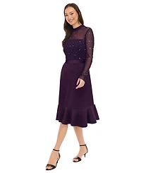 London Times Petite Mock Neck Midi Dress