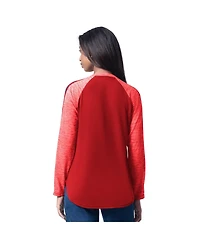 G-iii 4Her by Carl Banks Women's Red Philadelphia Phillies Top Dog Raglan Long Sleeve V-Neck T-Shirt