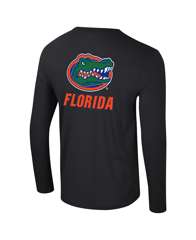 Colosseum Men's Black Florida Gators Logo Lockup 3-Hit Active Blend Long Sleeve T-Shirt