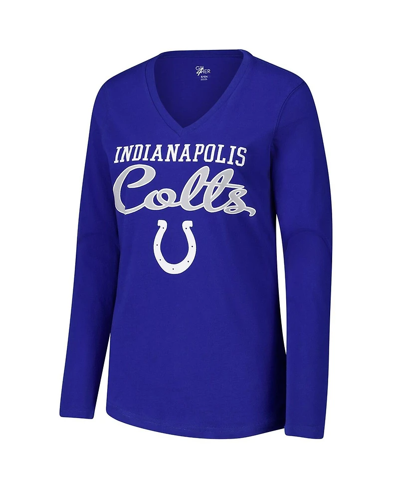 G-iii 4Her by Carl Banks Women's Royal Indianapolis Colts Post Season Long Sleeve V-Neck T-Shirt