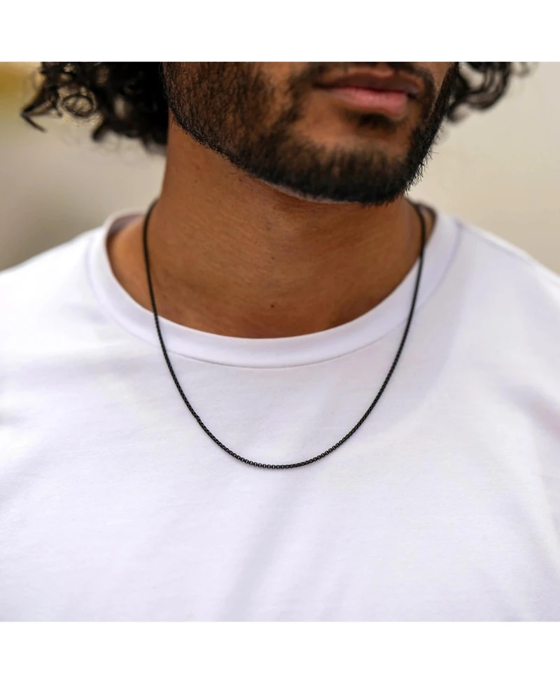Vincero Men's Box Chain Necklace 2mm Sterling Silver Bonded with 14K Gold and Parrot Clasp
