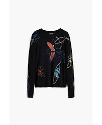 Desigual Women's Fine sweater with floral strokes