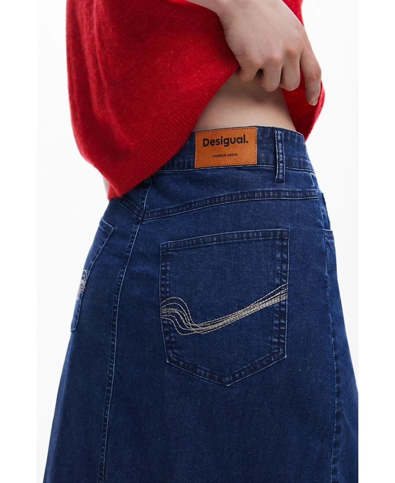 Desigual Women's Denim midi skirt with ruffle
