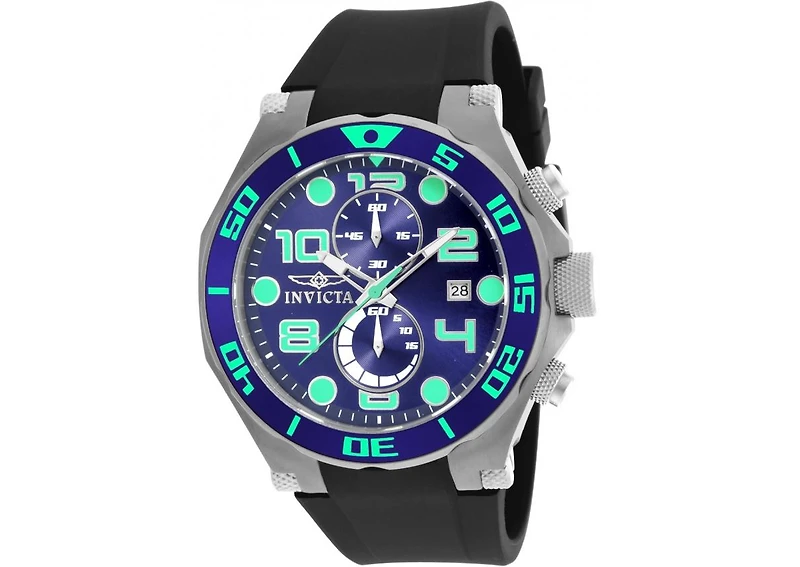 Invicta Men's Pro Diver Quartz Multifunction Blue Dial Polyurethane Watch