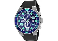 Invicta Men's Pro Diver Quartz Multifunction Blue Dial Polyurethane Watch