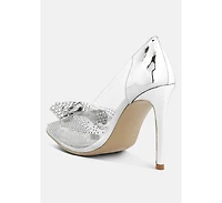 Women Erika Rhinestones Embellished Clear Pump Shoes