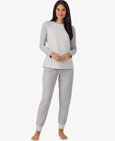 Cuddl Duds Women's 2-Piece Brushed Waffle Long Sleeve Jogger Pajama Set
