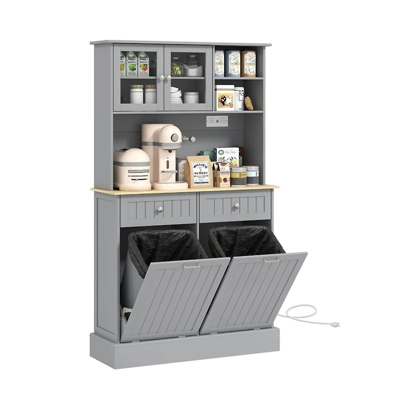 Slickblue Modern Kitchen Storage Cabinet with Doors and Shelves for Pantry and Dining Room Use