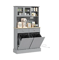 Slickblue Modern Kitchen Storage Cabinet with Doors and Shelves for Pantry and Dining Room Use