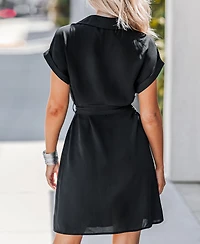 Cupshe Women's Zip Front Belted Shirt Beach Dress