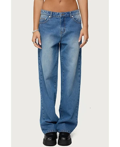 Edikted Women's Rorie Mid Rise Straight Leg Jeans