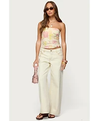 Edikted Womens Cicilla Vintage Mixed Print Tube Top