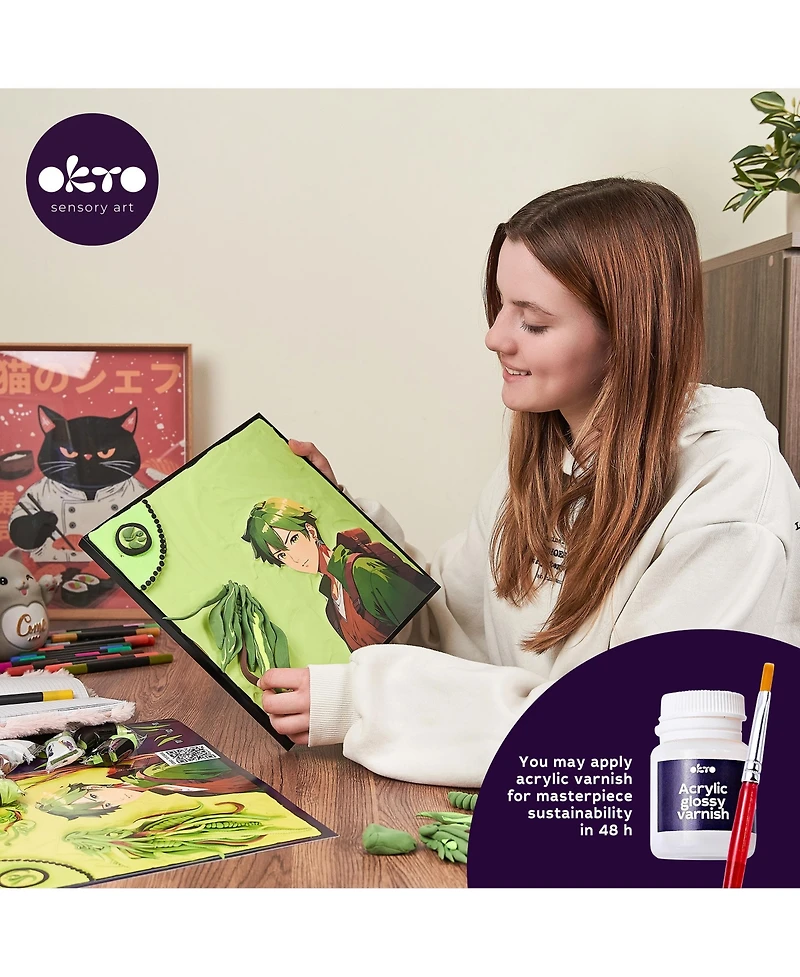 Wise Elk Okto Manga Elements - Earth - 3D Clay Canvas Kit (11.8×15.7 in)