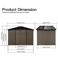 Streamdale Furniture Metal garden sheds 8ftx6ft outdoor storage sheds Brown + Black