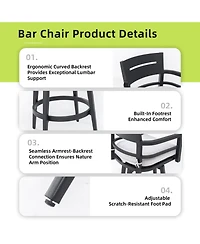 Streamdale Furniture Modern Outdoor Swivel Bar Chairs - Black Aluminum & Sunbrella