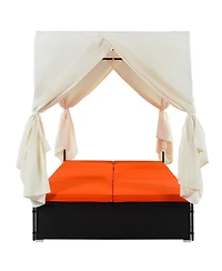 Streamdale Furniture Outdoor Patio Wicker Sunbed Daybed with Cushions Adjustable Seats