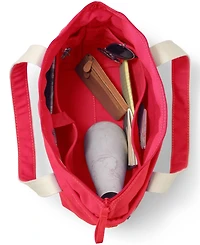 Lands' End Medium Solid Color 5 Pocket Zip Top Canvas Tote Bag
