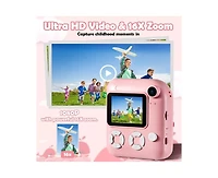 Kids Instant Print Camera with 32GB Card & 4 Rolls Paper, Dual-Lens 1080P Video Camera for Boys & Girls