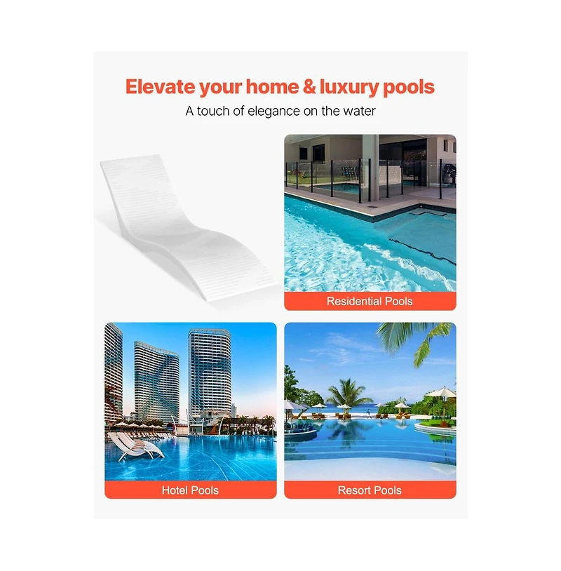 Slickblue Set of 2 In-Pool Lounge Chairs Chaise Loungers for Sun Shelf and Pool Relaxation