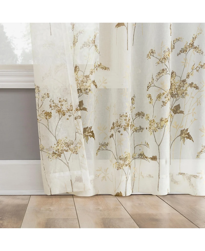 Maeve Botanical Print Sheer Rod Pocket Curtain Panel
