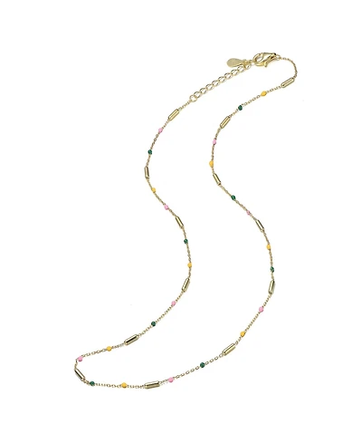 GiGiGirl Sterling Silver 14k Gold Plated With Multi-Colored Enamel Beaded Necklace