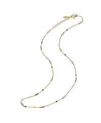 GiGiGirl Sterling Silver 14k Gold Plated With Multi-Colored Enamel Beaded Necklace