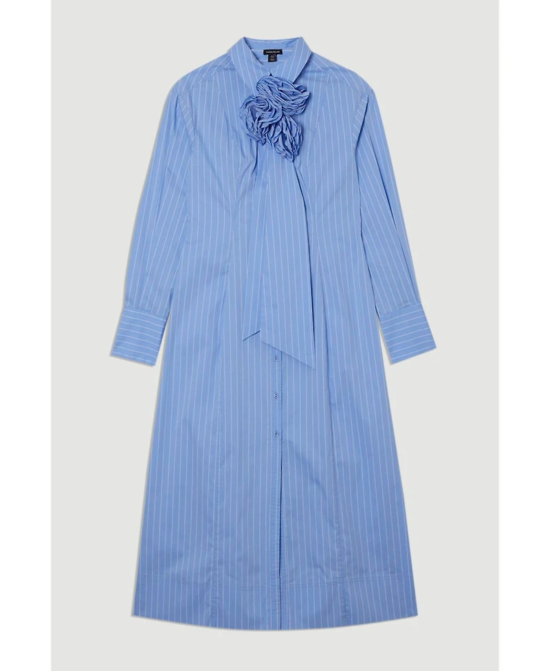 Karen Millen Women's Rosette Woven Shirt Maxi Dress