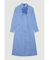 Karen Millen Women's Rosette Woven Shirt Maxi Dress