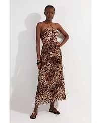 Karen Millen Women's Tiered Halterneck Midi Dress