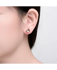 Rachel Glauber 14K Gold Plated with Mother of Pearl Heart Design Stud Earrings Engraving: "You are my heart forever"