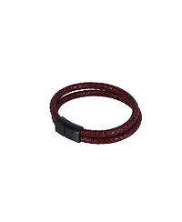 Trafalgar Caleb's Crimson Braided Leather Secure Clasp Bracelet