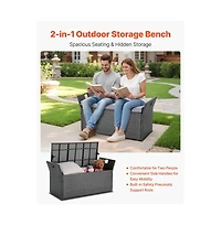 Slickblue Outdoor Storage Bench Pe Rattan 40Gal Waterproof Deck Box with Seating