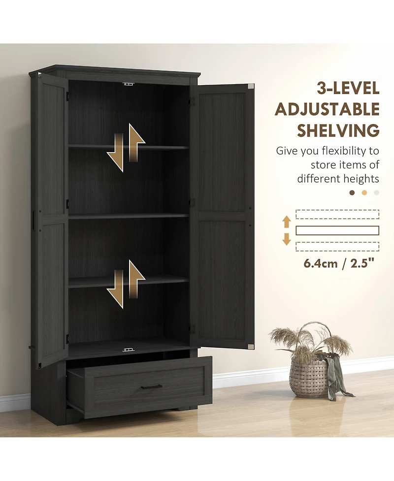 Slickblue Spacious Kitchen Storage Cabinet with Shelves for Pantry and Kitchen Organization
