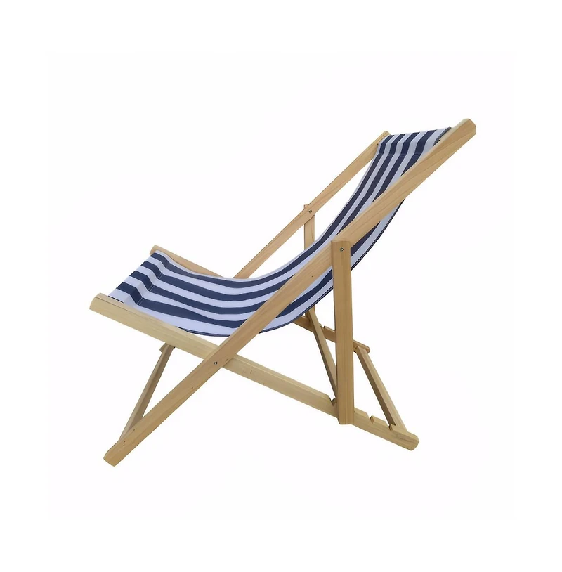 Slickblue Populus Wood Folding Sling Chair with Broad Stripe Fabric for Outdoor Lounging