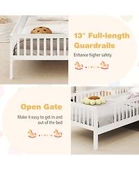 Gymax Twin Kids Bed Solid Wood Platform w/ Under-bed Storage & Cube