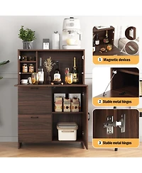 Casainc Desk Cabinet with Foldable Desktop, Storage Drawer and Shelves for Small Spaces
