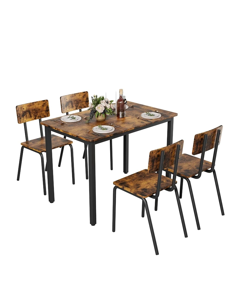 Casainc 5 Piece Dining Table Set with 4 Chairs, Metal Frame Kitchen for Small Space