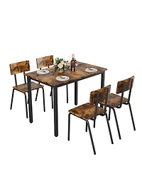 Casainc 5 Piece Dining Table Set with 4 Chairs, Metal Frame Kitchen for Small Space