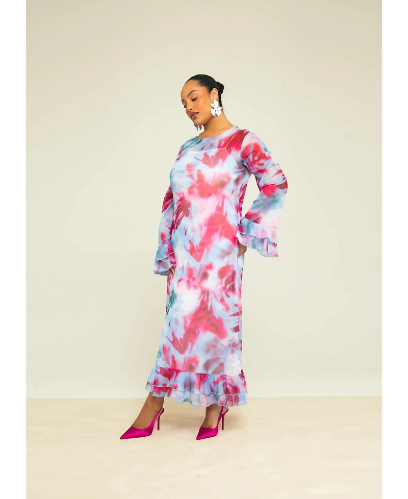 Fashion-szn Curve Women's Blurred Floral Maxi Dress