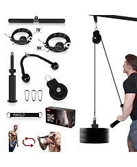 Mikolo Fitness Lat and Lift Pulley System, Dual Cable Machine(70'' and 90'') with Upgraded Loading Pin for Triceps Pull Down, Biceps Curl, Back, Forea