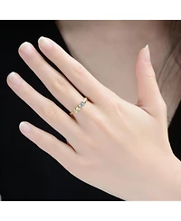 Rachel Glauber 14K Gold Plated with Clear Cubic Zirconia Heart Design Solitaire Ring