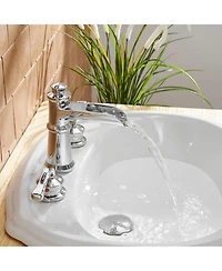 Greenspring 8 in. Waterfall Widespread 2-Handle Bathroom Faucet With Drain Assembly in Polished Chrome