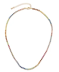 Adornia Gold Crystal Rainbow Tennis Neckalce