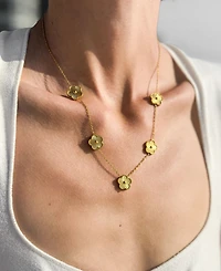 Adornia Tarnish Resistant Gold Five-Leaf Clover Station Necklace
